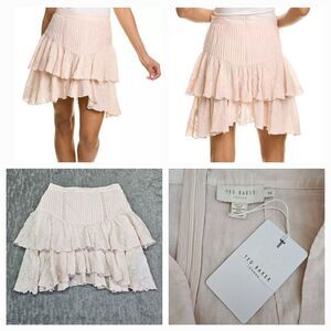 Ted Baker Tiered Pink Mini Skirt Sz. 2‎ Women's Nwt
